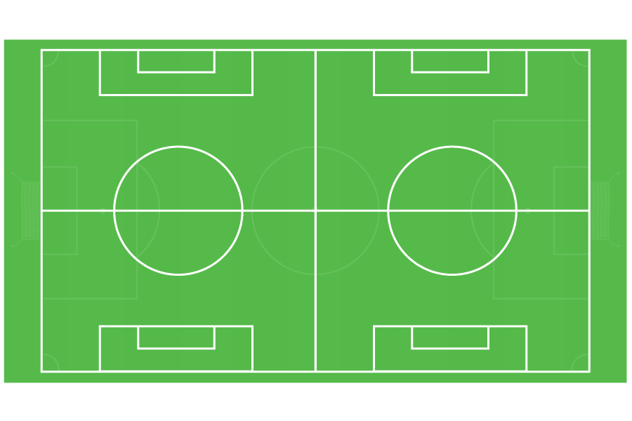 Dos canchas deportivas para fútbol soccer infantil con medidas oficiales de 60m x 45m Dos canchas deportivas para fútbol soccer infantil con medidas oficiales de 60m x 45m
